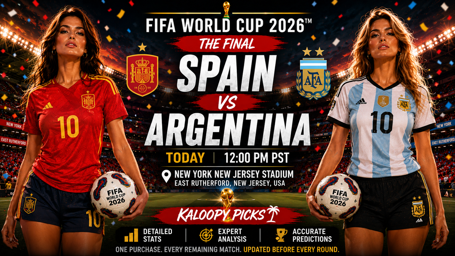 KALOOPY PICKS - WORLD CUP FINAL - ARGENTINA vs. SPAIN - PICKS NOW LIVE